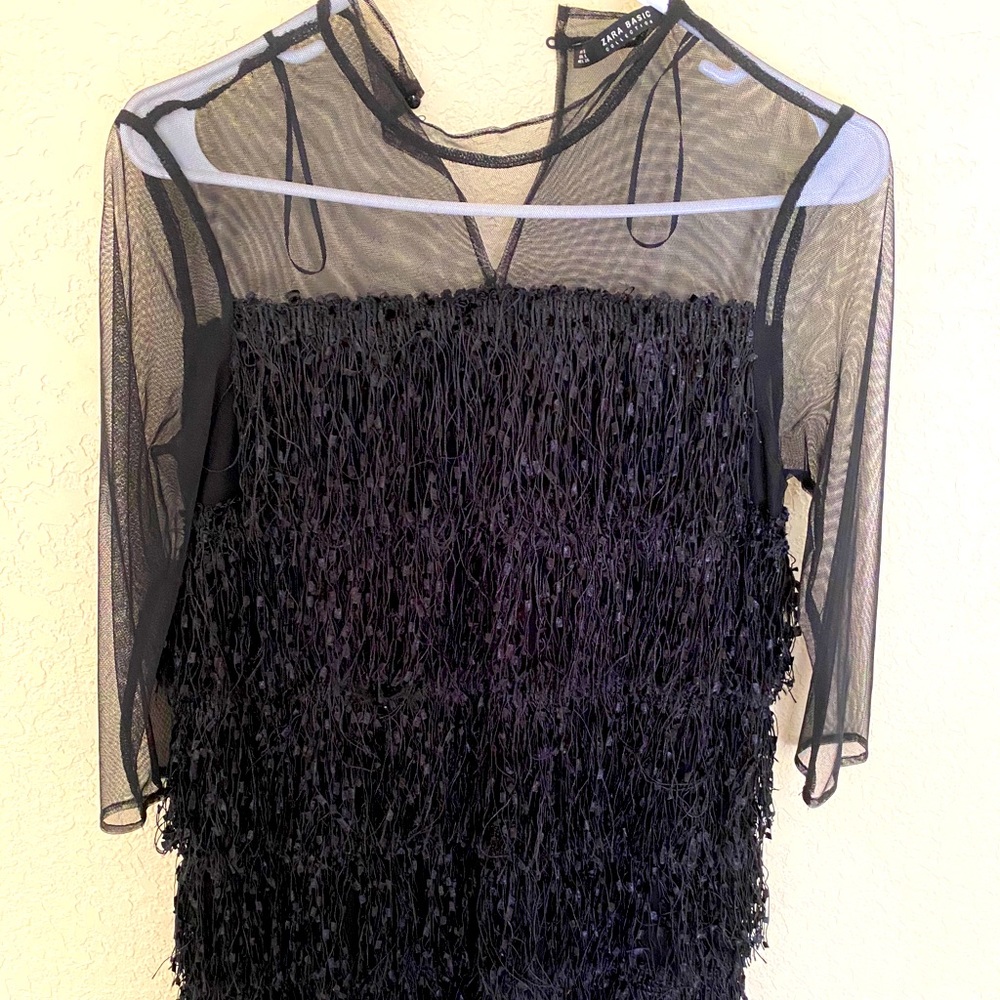 Zara fringe dress night out in Black!!